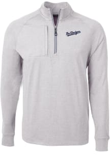 Cutter and Buck Los Angeles Dodgers Mens Grey City Connect Adapt Eco Long Sleeve 1/4 Zip Pullove..