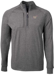 Cutter and Buck Washington Nationals Mens Black City Connect Adapt Eco Long Sleeve 1/4 Zip Pullo..