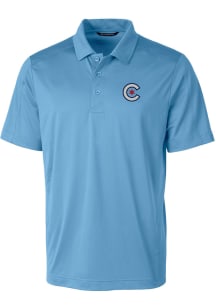 Cutter and Buck Chicago Cubs Mens Light Blue City Connect Prospect Short Sleeve Polo
