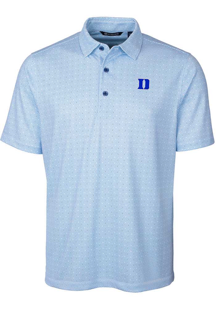 Cutter and Buck Duke Blue Devils Mens Blue Pike Double Dot Print Big and Tall Polos Shirt