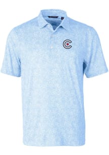 Cutter and Buck Chicago Cubs Mens Light Blue City Connect Pike Short Sleeve Polo