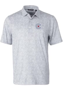 Cutter and Buck Chicago Cubs Mens Grey City Connect Pike Short Sleeve Polo