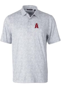 Cutter and Buck Los Angeles Angels Mens Grey City Connect Pike Short Sleeve Polo