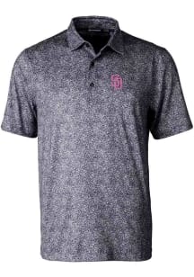 Cutter and Buck San Diego Padres Mens Black City Connect Pike Constellation Short Sleeve Polo