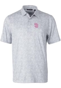 Cutter and Buck San Diego Padres Mens Grey City Connect Pike Short Sleeve Polo