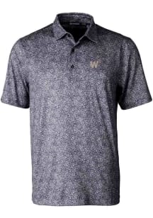 Cutter and Buck Washington Nationals Mens Black City Connect Pike Constellation Short Sleeve Pol..