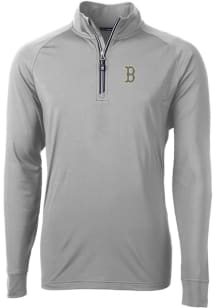 Cutter and Buck Boston Red Sox Mens Grey City Connect Adapt Eco Knit Long Sleeve 1/4 Zip Pullove..