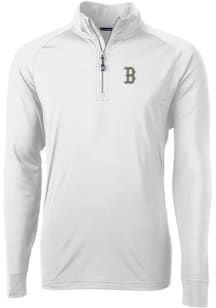 Cutter and Buck Boston Red Sox Mens White City Connect Adapt Eco Knit Long Sleeve 1/4 Zip Pullov..