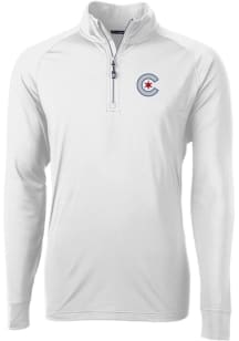 Cutter and Buck Chicago Cubs Mens White City Connect Adapt Eco Long Sleeve 1/4 Zip Pullover