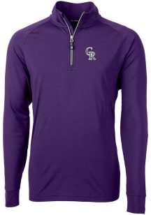 Cutter and Buck Colorado Rockies Mens Purple City Connect Adapt Eco Knit Long Sleeve 1/4 Zip Pul..