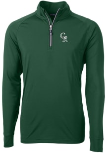 Cutter and Buck Colorado Rockies Mens Green City Connect Adapt Eco Knit Long Sleeve 1/4 Zip Pull..
