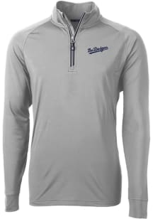 Cutter and Buck Los Angeles Dodgers Mens Grey City Connect Adapt Eco Knit Long Sleeve 1/4 Zip Pu..