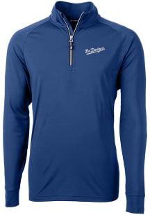 Cutter and Buck Los Angeles Dodgers Mens Blue City Connect Adapt Eco Knit Long Sleeve Qtr Zip Pu..