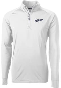 Cutter and Buck Los Angeles Dodgers Mens White City Connect Adapt Eco Long Sleeve 1/4 Zip Pullov..