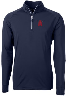 Cutter and Buck Los Angeles Angels Mens Navy Blue City Connect Adapt Eco Knit Long Sleeve 1/4 Zi..