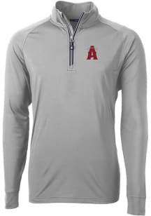 Cutter and Buck Los Angeles Angels Mens Grey City Connect Adapt Eco Knit Long Sleeve 1/4 Zip Pul..