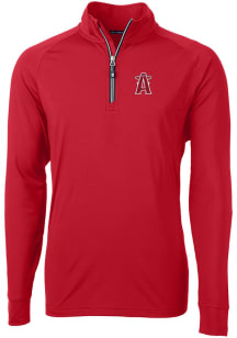 Cutter and Buck Los Angeles Angels Mens Red City Connect Adapt Eco Knit Long Sleeve 1/4 Zip Pull..