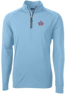 Cutter and Buck Miami Marlins Mens Light Blue City Connect Adapt Eco Knit Long Sleeve 1/4 Zip Pu..