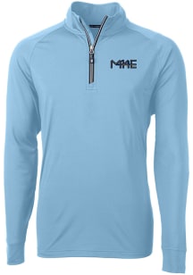 Cutter and Buck Milwaukee Brewers Mens Light Blue City Connect Adapt Eco Knit Long Sleeve 1/4 Zi..