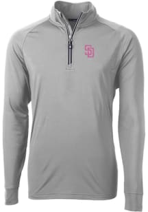 Cutter and Buck San Diego Padres Mens Grey City Connect Adapt Eco Long Sleeve 1/4 Zip Pullover