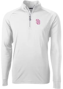 Cutter and Buck San Diego Padres Mens White City Connect Adapt Eco Long Sleeve 1/4 Zip Pullover