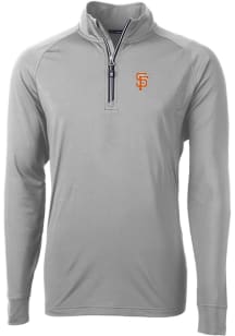 Cutter and Buck San Francisco Giants Mens Grey City Connect Adapt Eco Knit Long Sleeve 1/4 Zip P..