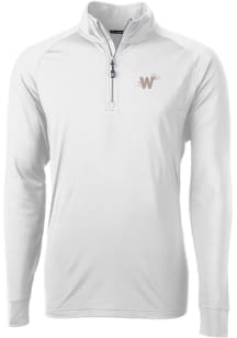 Cutter and Buck Washington Nationals Mens White City Connect Adapt Eco Long Sleeve 1/4 Zip Pullo..