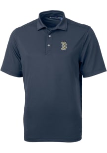 Cutter and Buck Boston Red Sox Mens Navy Blue City Connect Virtue Eco Pique Short Sleeve Polo
