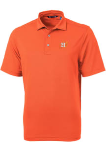 Cutter and Buck Houston Astros Mens Orange City Connect Virtue Eco Pique Short Sleeve Polo