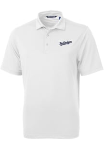 Cutter and Buck Los Angeles Dodgers Mens White City Connect Virtue Eco Pique Short Sleeve Polo