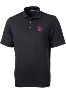 Cutter and Buck San Diego Padres Mens Black City Connect Virtue Eco Pique Short Sleeve Polo