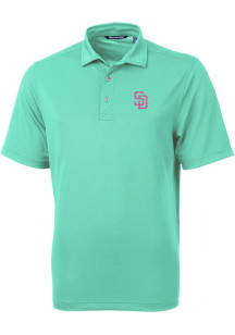 Cutter and Buck San Diego Padres Mens Blue City Connect Virtue Eco Pique Short Sleeve Polo