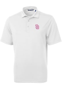 Cutter and Buck San Diego Padres Mens White City Connect Virtue Eco Pique Short Sleeve Polo
