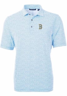 Cutter and Buck Boston Red Sox Mens Light Blue City Connect Virtue Eco Pique Botanical Short Sle..