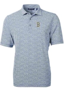 Cutter and Buck Boston Red Sox Mens Navy Blue City Connect Virtue Eco Pique Short Sleeve Polo