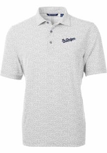 Cutter and Buck Los Angeles Dodgers Mens Grey City Connect Virtue Eco Pique Short Sleeve Polo