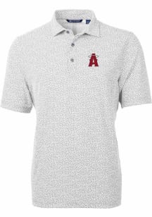 Cutter and Buck Los Angeles Angels Mens Grey City Connect Virtue Eco Pique Botanical Short Sleev..