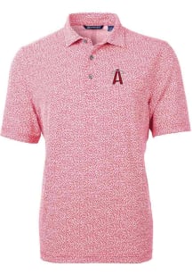 Cutter and Buck Los Angeles Angels Mens Red City Connect Virtue Eco Pique Botanical Short Sleeve..
