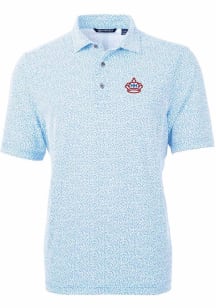 Cutter and Buck Miami Marlins Mens Light Blue City Connect Virtue Eco Pique Botanical Short Slee..