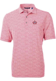 Cutter and Buck Miami Marlins Mens Red City Connect Virtue Eco Pique Botanical Short Sleeve Polo