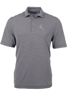 Cutter and Buck Chicago White Sox Mens Black City Connect Virtue Eco Pique Stripe Short Sleeve P..