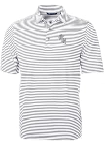 Cutter and Buck Chicago White Sox Mens Grey City Connect Virtue Eco Pique Stripe Short Sleeve Po..