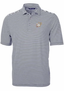 Cutter and Buck Houston Astros Mens Navy Blue City Connect Virtue Eco Pique Stripe Short Sleeve ..