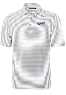 Cutter and Buck Los Angeles Dodgers Mens Grey City Connect Virtue Eco Pique Stripe Short Sleeve ..