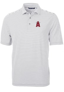 Cutter and Buck Los Angeles Angels Mens Grey City Connect Virtue Eco Pique Stripe Short Sleeve P..