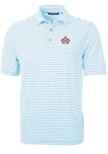 Cutter and Buck Miami Marlins Mens Light Blue City Connect Virtue Eco Pique Stripe Short Sleeve ..