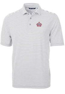 Cutter and Buck Miami Marlins Mens Grey City Connect Virtue Eco Pique Stripe Short Sleeve Polo