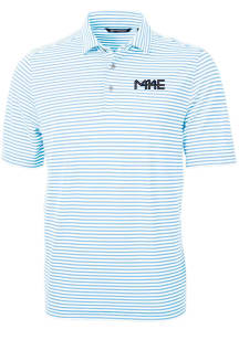 Cutter and Buck Milwaukee Brewers Mens Light Blue City Connect Virtue Eco Pique Stripe Short Sle..