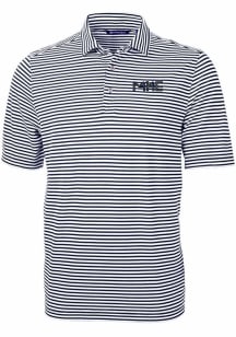 Cutter and Buck Milwaukee Brewers Mens Navy Blue City Connect Virtue Eco Pique Stripe Short Slee..