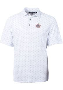 Cutter and Buck Miami Marlins Mens White City Connect Virtue Eco Pique Tle Short Sleeve Polo